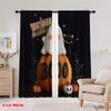 2pcs,2D plane printing Popular Curtains Black Cat_ Bats & Pumpkins Versatile Polyester (without rod) Festive Perfect for Living