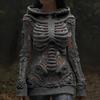 Womens Cozy Oversized Hooded Sweater With 3D Christmas Snowman Print Soft Knit Pullover Winter