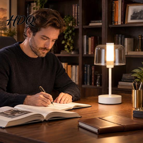 Outdoor Dining Table Light Cordless LED Lamp Portable Rechargeable Desk with Handle Stepless Dimming Nightstand Lamp Touch Control Modern Minimalist
