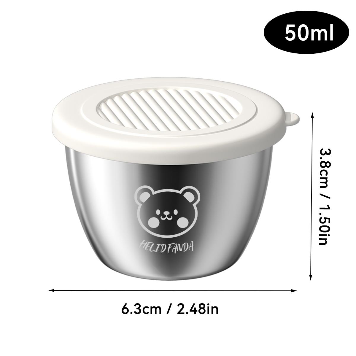 

50ML Mini 304 Stainless Steel Sauce Bowl With Silicone Cover Leak-proof Dipping Sauce Dish Salad Dressing Seasoning Container покинуть белый