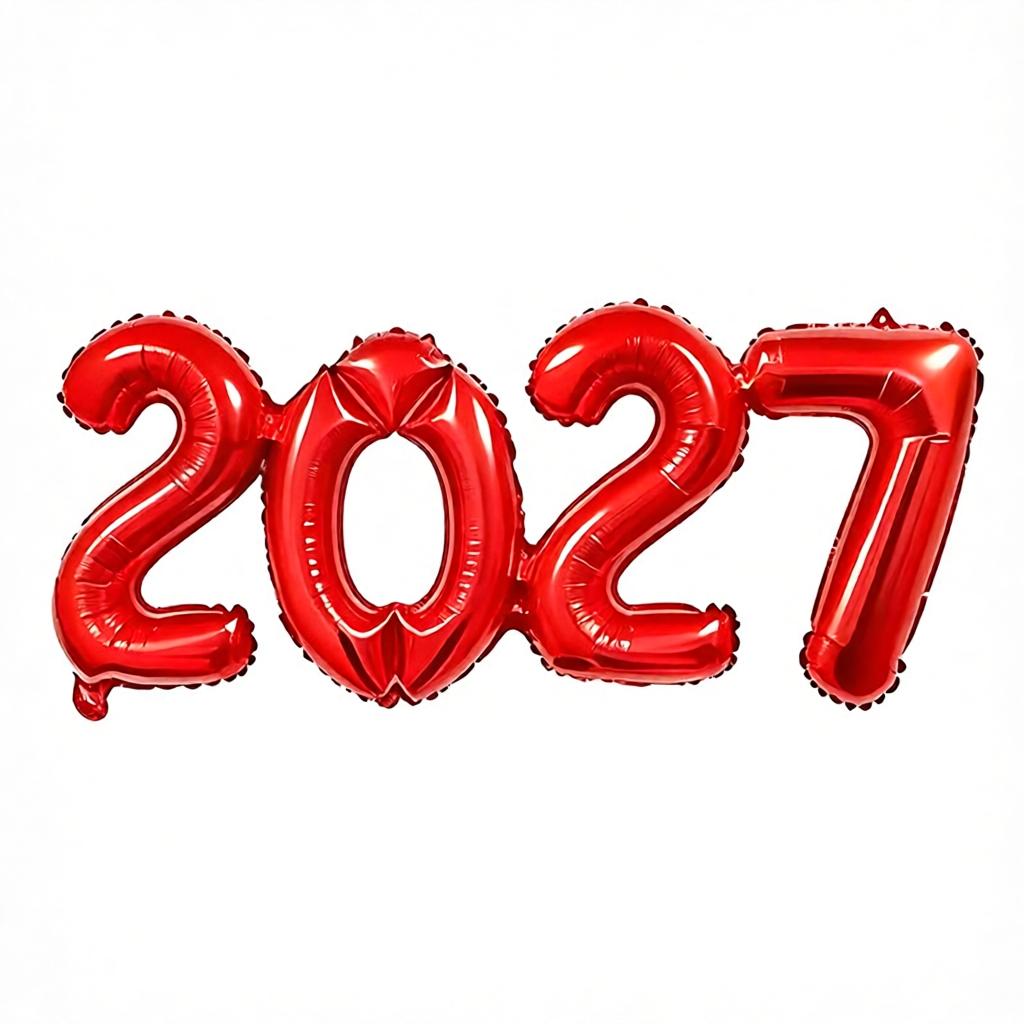 2027 Aluminiumfolien-Zahlenballon verbunden Neue-Jahr-Dekoration, Krone/Basis-Stil für Weihnachtsfeier Foto-Hintergrund