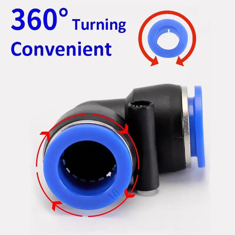 10PCS PV Degree Elbow Pneumatic Quick Fitting Plastic 4mm 6mm 8mm 10mm 12mm Air Hose Fitting Pipe Push In Water Quick Connector