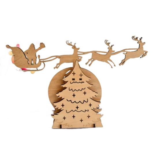 Wooden Rocking Santa Decoration Handcrafted Christmas Figurine for Windowsill Tabletop Festive Home And Shop Decor