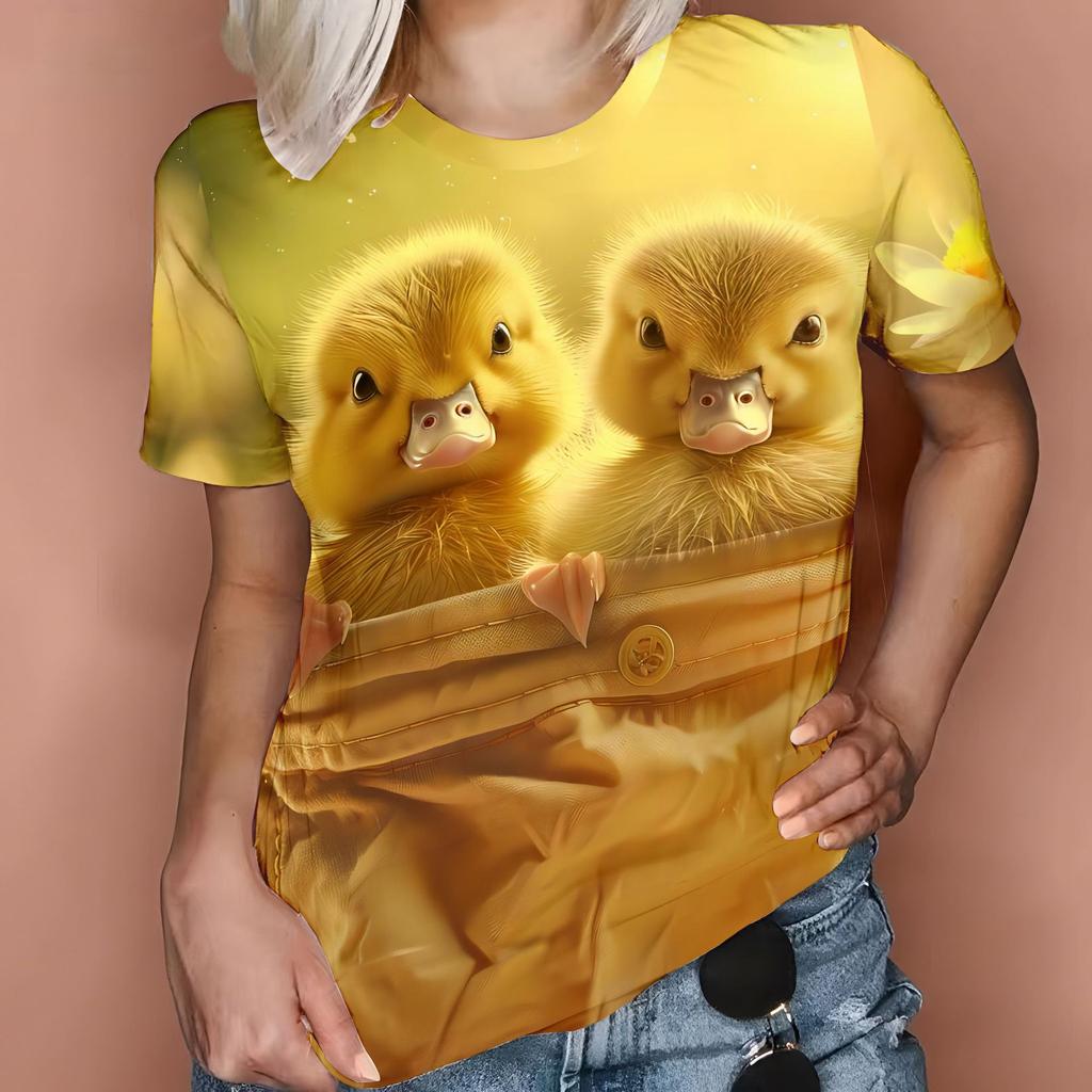 Horse Women's T-Shirts Funny Animal Pattern 3D Print O-Neck Short Sleeve T Shirt Harajuku Top Oversized Y2k Tees Female Clothing