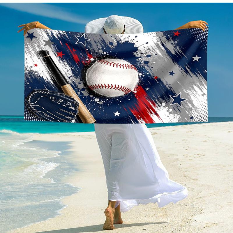 Ultra-Soft Beach Towel with Baseball Theme,Ideal for Pool - Camping, Diving - Perfect Travel Essential, Vibrant Beach Towel.