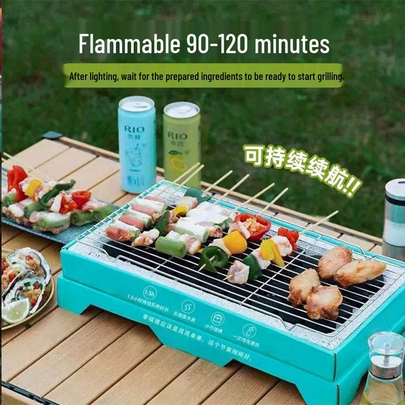 Portable Disposable Charcoal BBQ Grill Set for Camping and Outdoor Use