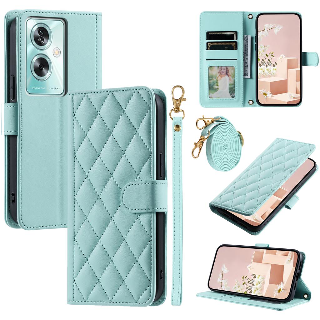 Para Oppo A79 5G/A2 5G/OnePlus Nord N30 SE 5G Funda de Cuero con Rejilla de Rombo para Llevar Cruzada