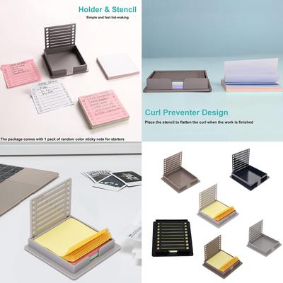 Sticky Note Holder Sticky Pads Dispenser with Stencil Memo Pad Organizer School Office and Home Supplies for Students