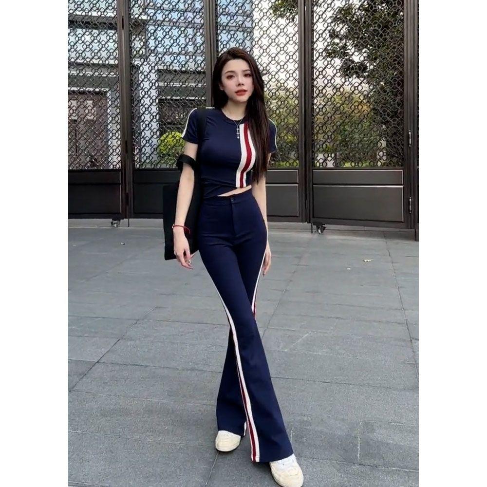 

Trendy Women s Summer Casual Sports Set: Short Sleeve & Thin Pants Two-Piece M [Recommended 91-105 Jin]