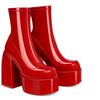 Punk Short Boots Women's Thick Heel Spring and Autumn Waterproof Platform High Heel Boots Slim Legs Women's Elastic Boots 43 Large Size