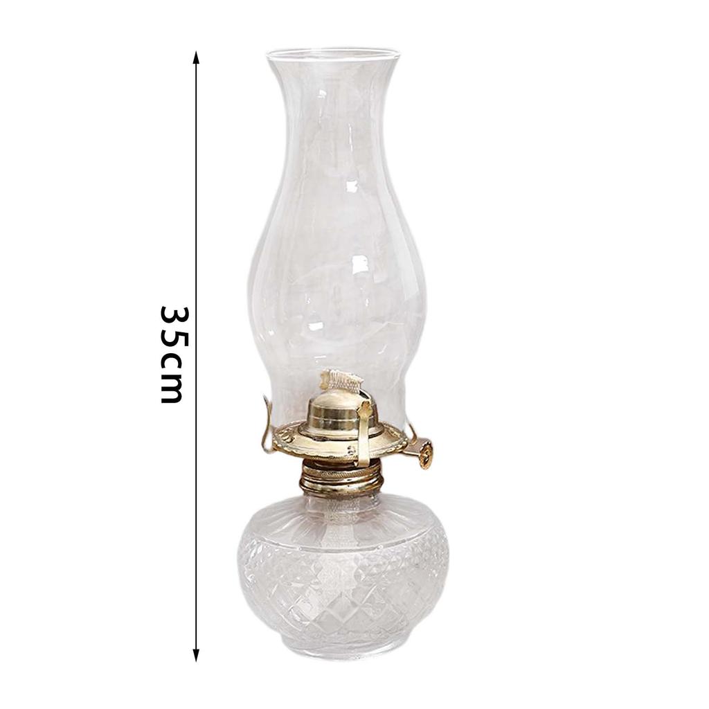 Retro Style Kerosene Oil Lamp Durable Altar Supplies with Lamp Wick Windproof Glass for Church Hiking Holiday Bedroom Christmas