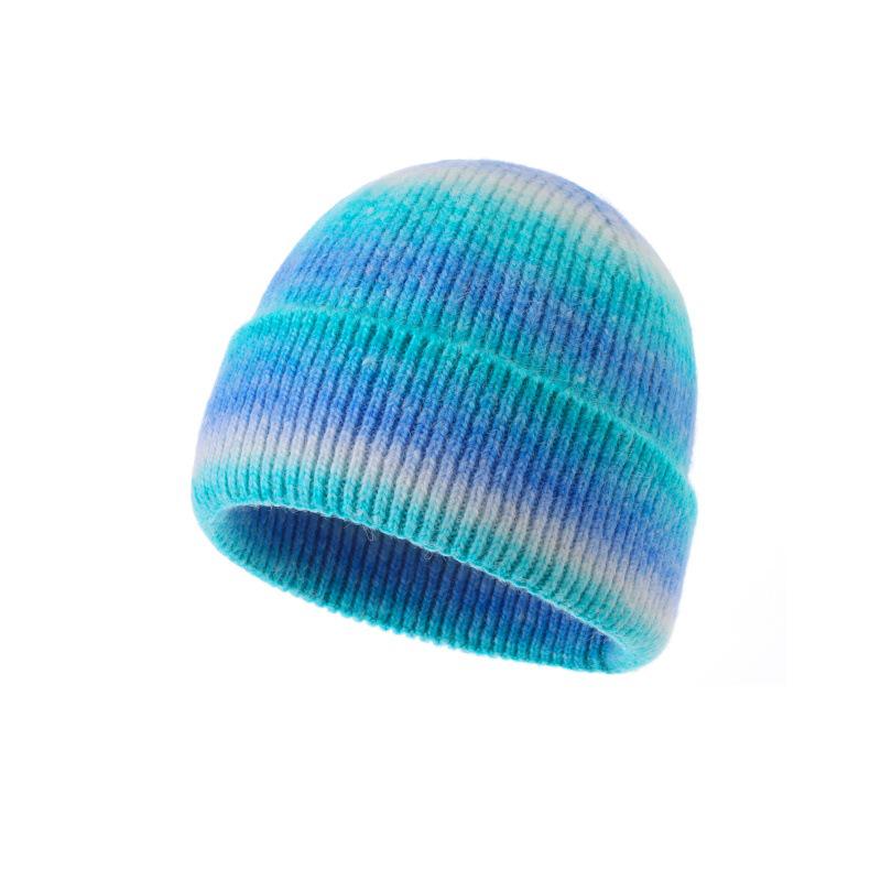 New Tie-Dye Wool Mohair Knitted Hat: Fresh Winter Style for a Chic Look