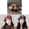 Trendy Style Plaid Beret With Windproof And Sunshade Features For Women