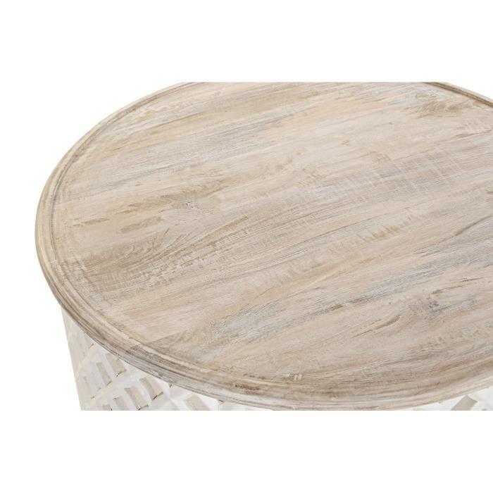 Table basse - 81 cm - Bois de manguier - Couleur: Blanc - Style arabe et indien