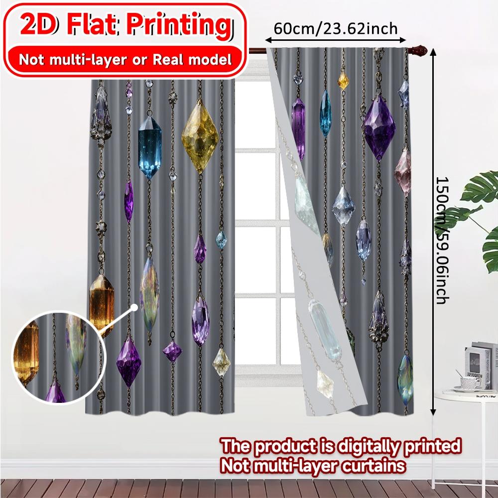 Set Of 2 Flat Printing Bead Cascade Popular Curtains Durable Polyester Fabric Home Decor Bedroom Living Room Curtain For Made