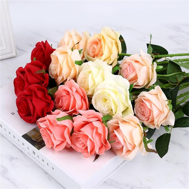 12Pcs Artificial Rose Flower Realistic Simulation Rose Bouquets for Home Garden Decoration, Wedding Flower Arrangements