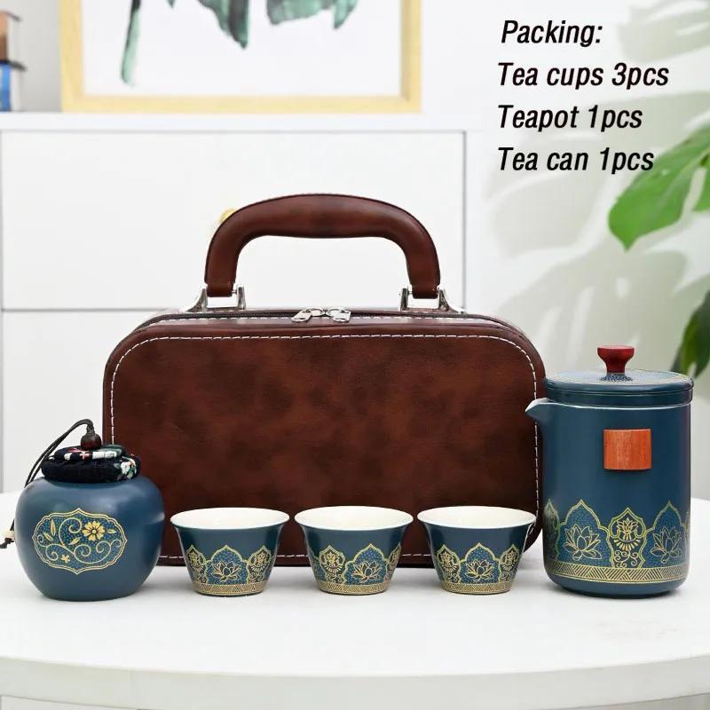 Ceramic Portable Travel Tea Set,Porcelain Tea Bowl,Espresso Cups,Pottery Coffee Mug,Afternoon Teacup Mugs,Coffee Cups,1 Set