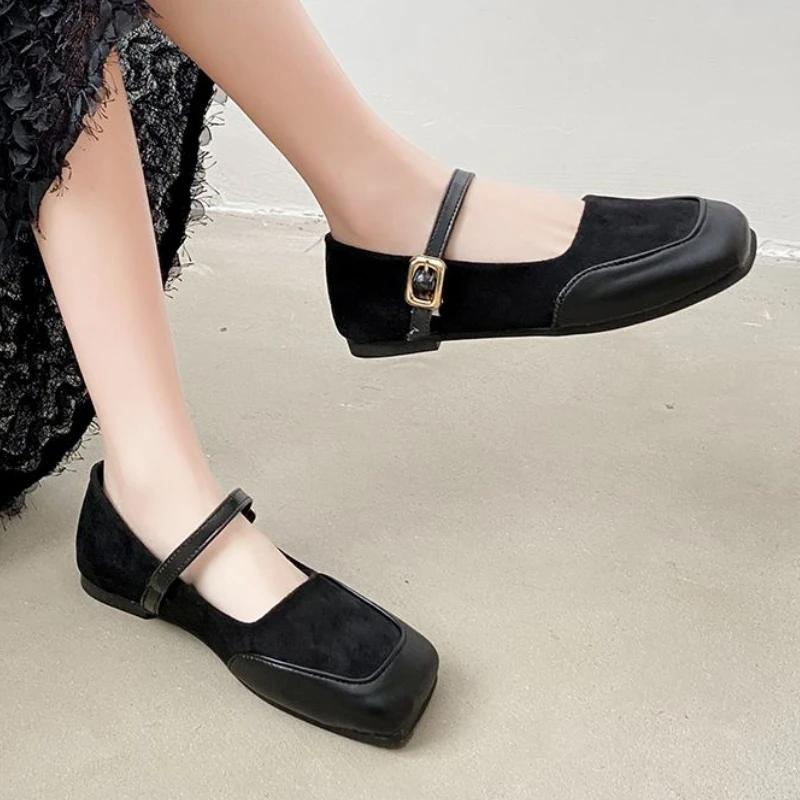 Fashion Ladies Footwear Gothic Mary Jane Women's Flat Shoes Japanese Style Lolita Square Toe High Quality Fashion Spring Beau Today Shoe