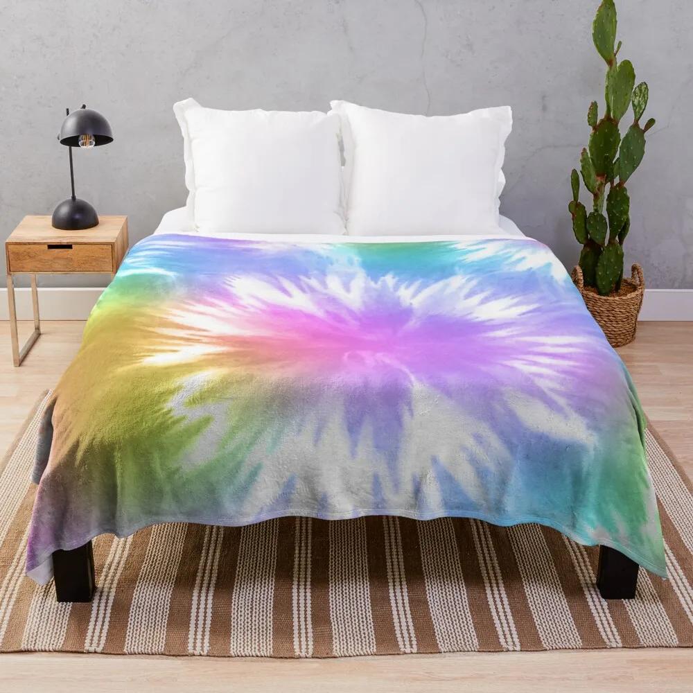 Tie Dye Colourful Flannel Throw Blanket Abstract Art Blanket Lightweight Super Soft for Bed Sofa Couch Decor for Kids Boys Girls