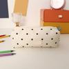 Dotted Print Fabric Pencil Case Big Capacity Pen Pouches Travel Makeup Storage Bag for School Offices Travel Daily Use