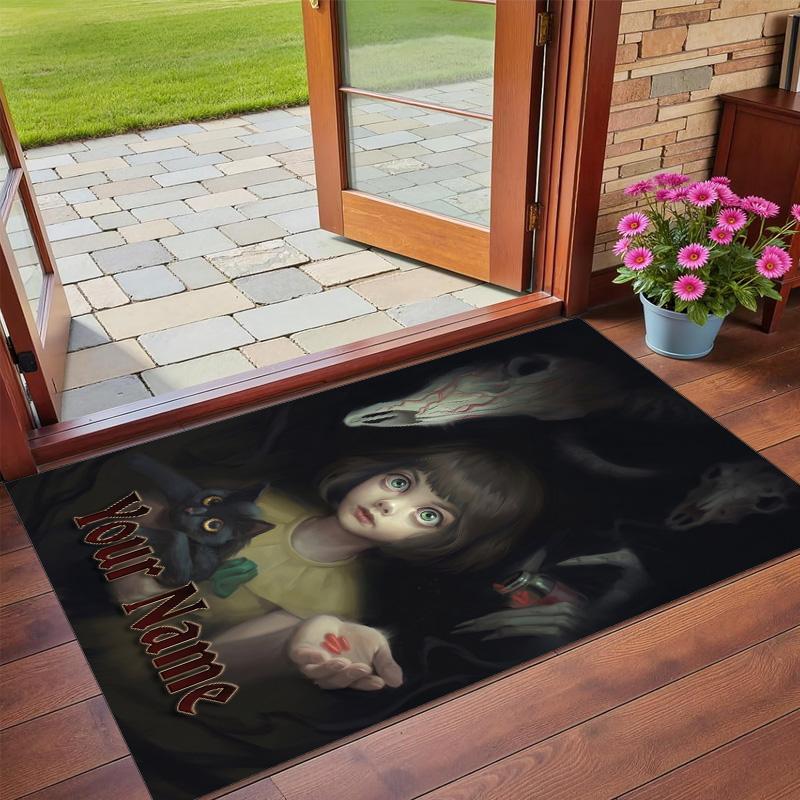 Crystal Velvet Rug Custom Name Text, Soft Non Slip Floor Mat Home DecorFran Bow
