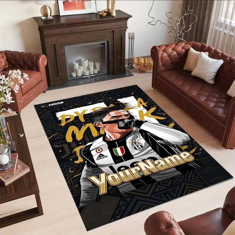 Juventus Customized Name Floor Rug Office Rug Design for Balcony Living Rooms Kitchen Entryway Antislip Carpet Anime Office Decor