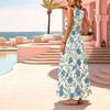 Women Sleeveless Maxi Dress,Summer Casual Floral Collection,Lightweight Flowy,Full Skirt,Beach Vacation,Daily Wear,Fresh Elegant Style