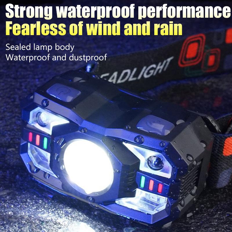Led Rechargeable Headlamp Motion Sensor Waterproof Head Flashlights Torch For Outdoor Camping Fishing Head Lamp Search Light