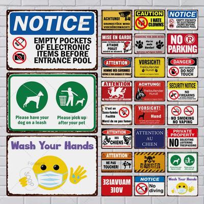 Vintage Tin Warning Signs Metal Sign Plaque Metal Public Retro Wall Decor Garden Park Cave Metal Poster
