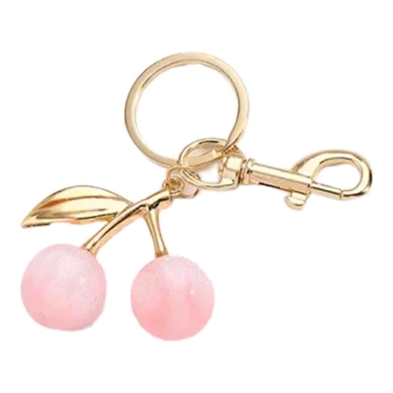 

Delicate Sparkling Cherry Pendant Statement Pendant Bag Pendant Key Ornament Alloy Resin Texture for Dating and Social рожевий