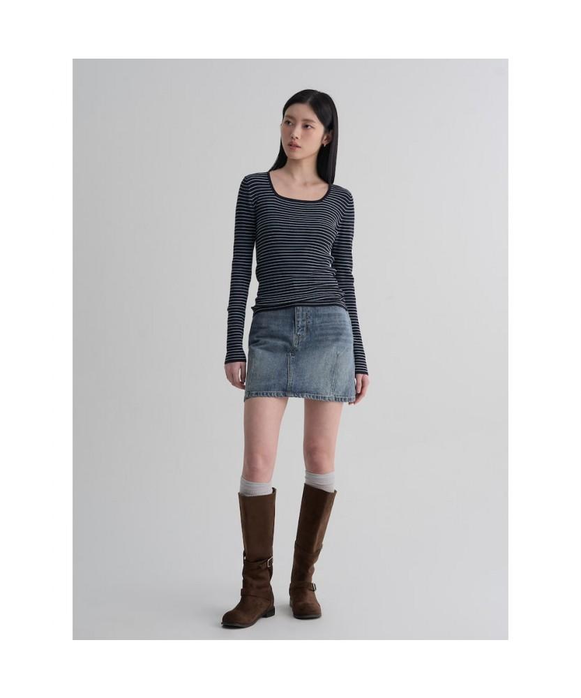 8SECONDS St Rib Square Neck Pullover Navy
