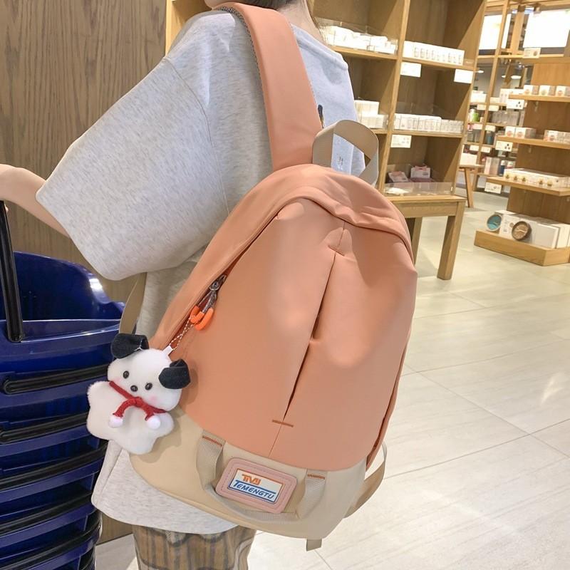 Unisex Harajuku Style Color Block Student Backpack Large Capacity Korean College Wind Ins New Shoulder Bag For Women