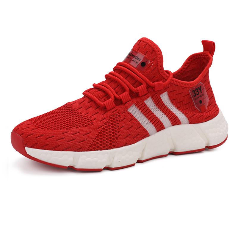 Seventeen-Color Versatile Plus Size Men's Flyknit Sneakers with Breathable Mesh and Popcorn Sole