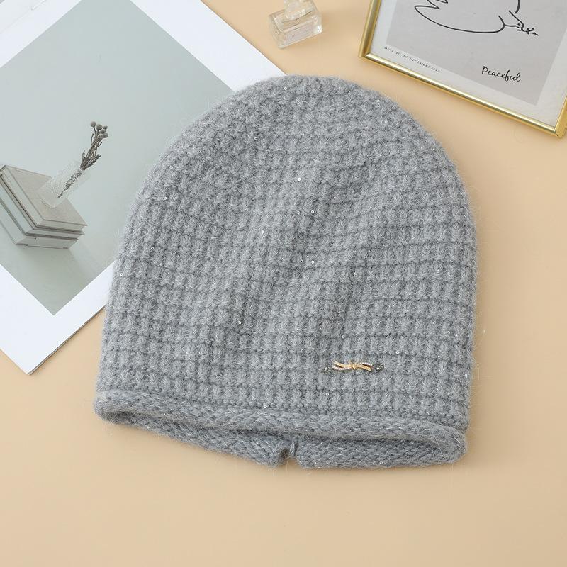 Korean New Colorful Diamond Plaid Rabbit Hair Pile Hat Outdoor Plus Velvet Thickened Windproof Warm Hat Autumn and Winter Casual Cold Hat