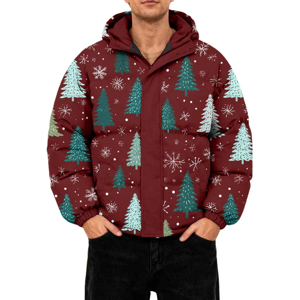 Men's Oversized Casual Down Jacket With Long Sleeves And Hood