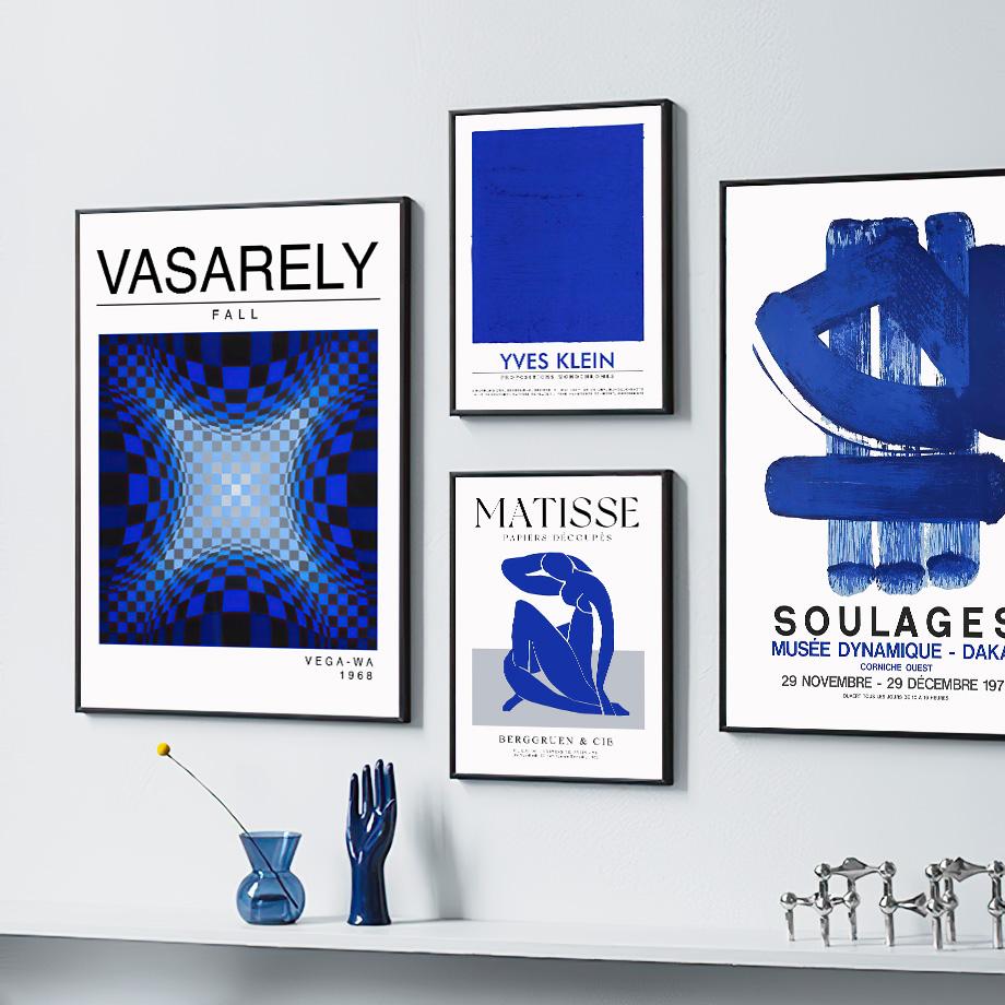 Abstract Vasarely Matisse Poster Kraft Club Bar Wall Art Canvas Painting Vintage Posters Prints Bedroom Study Decor