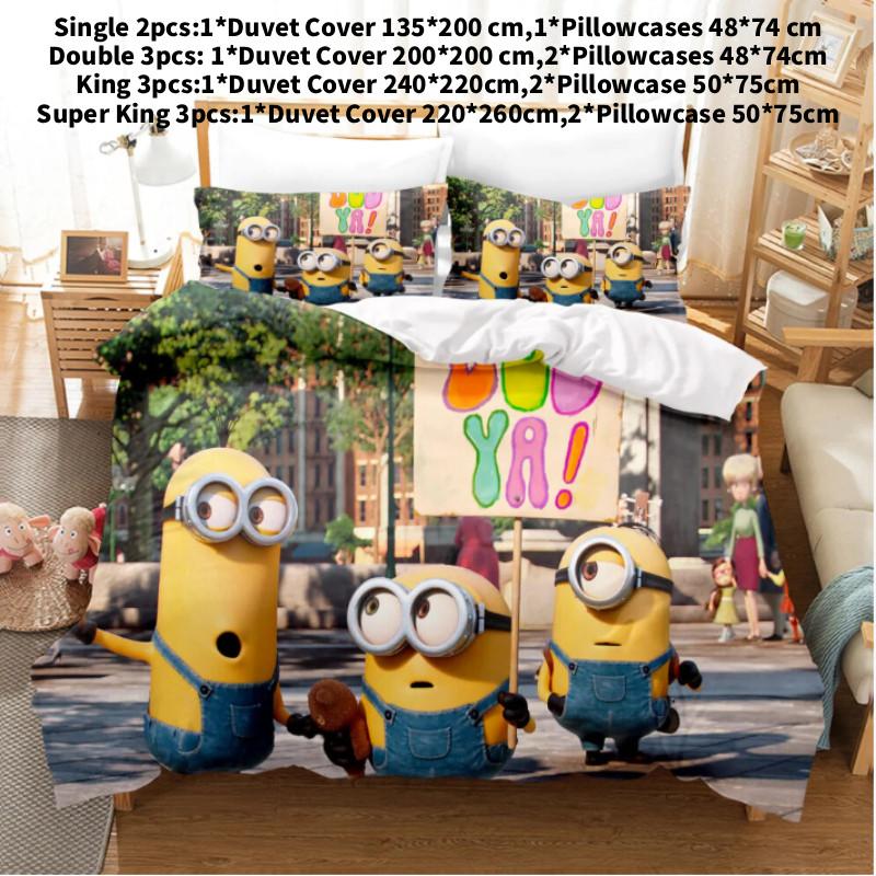Duvet Anime Minions Cover Set Comforte Printed Cartoon Twin Bedding Christmas