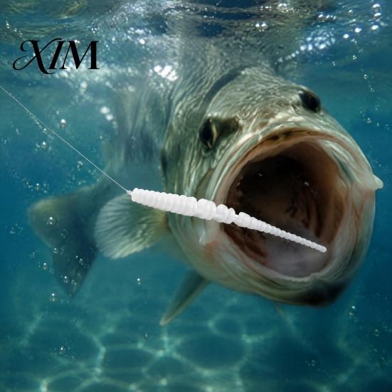 Bass Fishing Lures 50Pcs Bionic Worm Soft Bait, 40MM/0.37g 50MM/0.45g Artificial Lure with Needle Lightweight Baits Tail, Swim for Freshwater