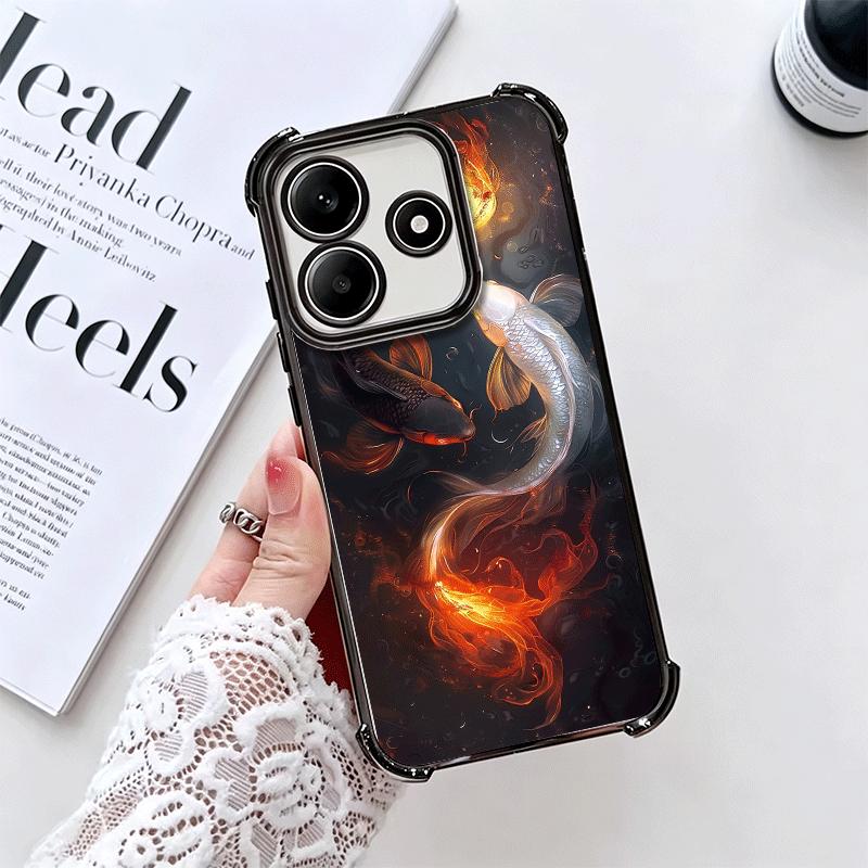 Goldener Karpfen Glücks-Koi Beschichtung Handyhülle Für Xiaomi Redmi Note 14 15 Pro Plus 13 12 11 11S 11T 10 9S 9 5G Sturzfest Airbag Abdeckung