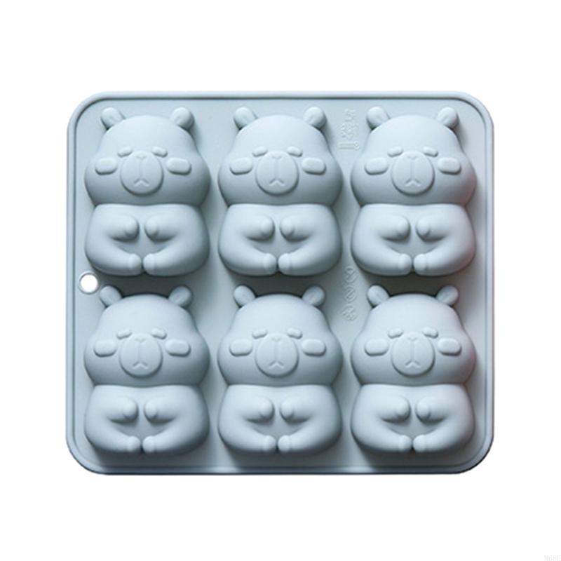 Silicone 6 Cavity Capybara Mousse Cake Mold Creative Dessert Baking Accessories M68E синий