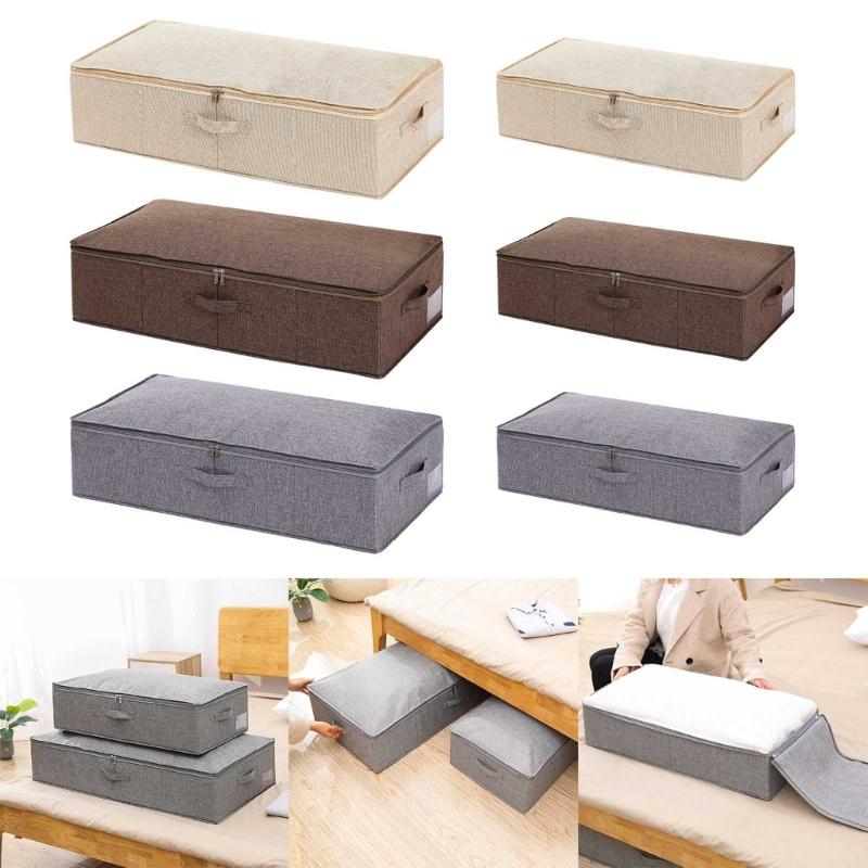 Underbed Storage Box Storage Bag Cotton and Linen Independently Washable Highly Breathable Foldable Bag for Cloth