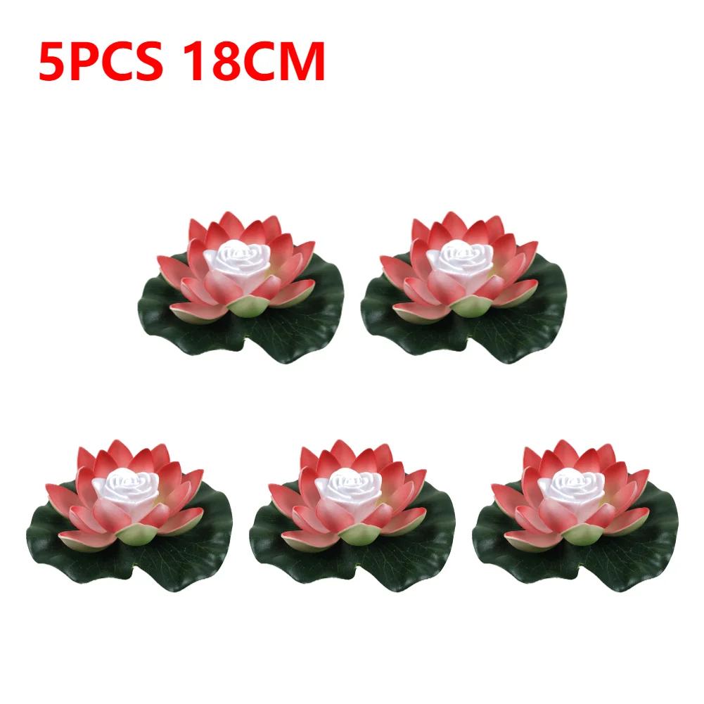 20-1Pcs Energy Saving Solar Powered Lamp Night Light LED 18cm Artifical Floating Lotus Garden Pool Pond Fountain Decoration