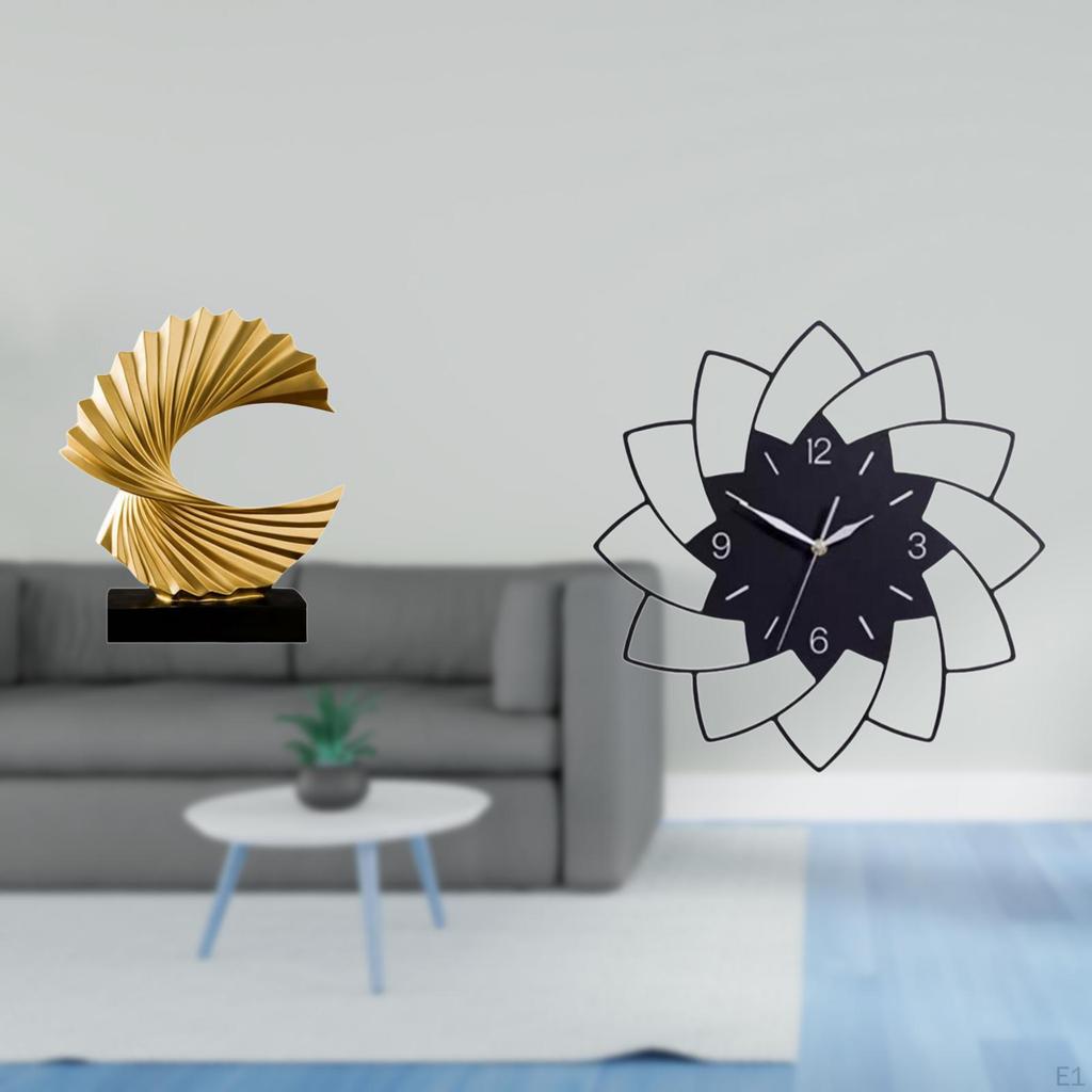 Oceanic Blossom Resin Sculpture And Acrylic Clock Set Elegant Decorative Art for Bedroom Living Room