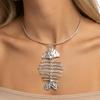 Spring Style Exaggerated Fashion European and American Geometric Fish Shaped Pendant Long Collar Women's Metal Sweater Chain