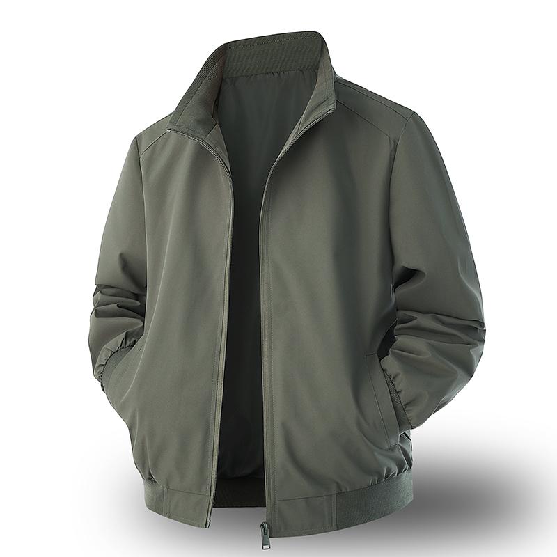 Spring Autumn Stand Collar Solid Zipper Jacket Male Winderproof Coat Men Outwear Cardigan Top
