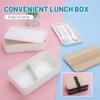 New Japanese Style Bento Box, Minimalist Double-layer Lunch Box with Knife, Fork, Spoon, Divided Student Lunch Box