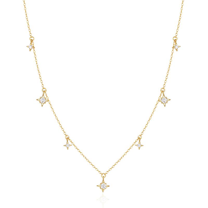 

Simple Multiple Star Pendant 18K Gold Choker 925 Sterling Silver Charm O-Chain Collares Necklace For Women Party Fine Jewelry