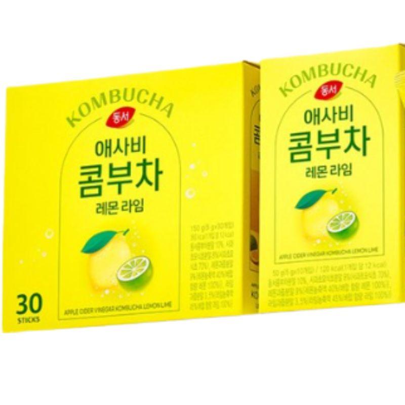Kombucha Tea Powder Stick Lemon Lime Flavor 5g x 30 Sachets Korean Style Citrus Tea