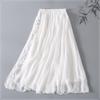 Spring Summer Women Skirt Embroidered Flower Chiffon All-Match Skirt Thin Pleated Mid-Length A-Line Skirt Spring Summer Women Skirt