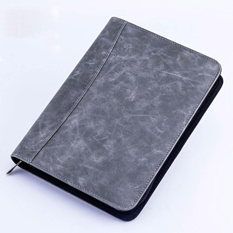 A5 Padfolio File Folder Document Bag with Calculator Zipper Fichario Binder Notebook Briefcase Executive Spiral 6 Ring Note Book